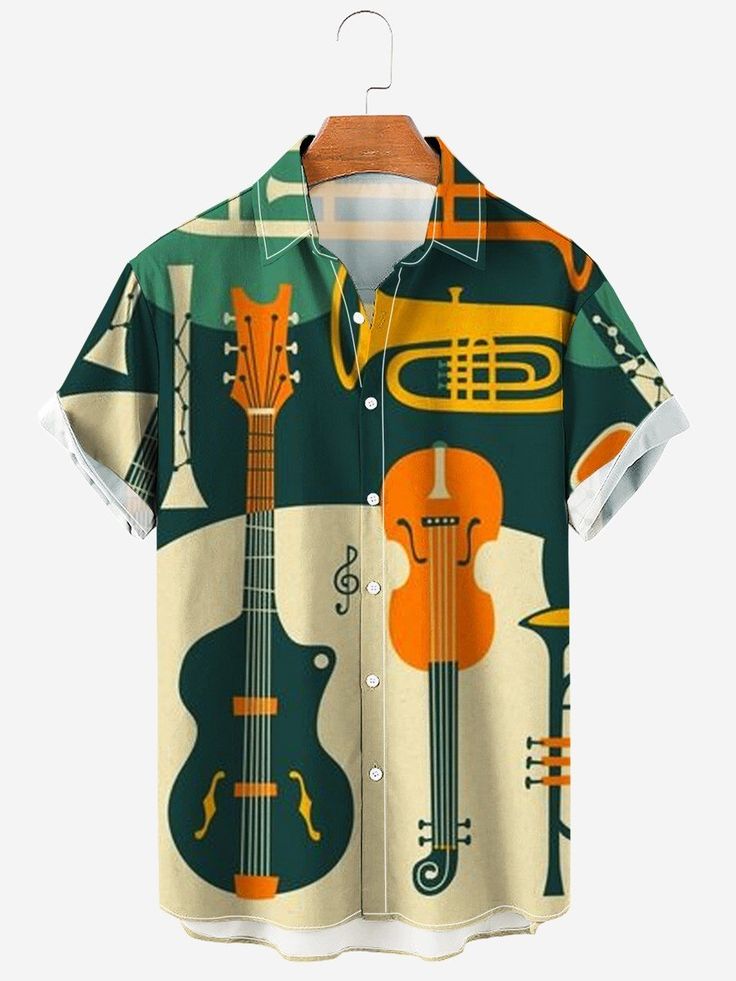 men s guitar just jazz style short sleeve shirt